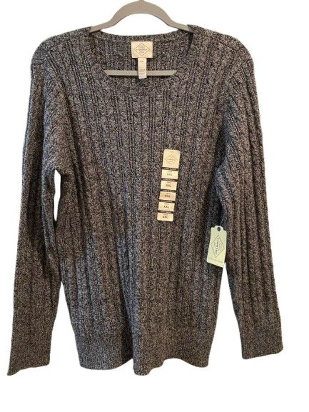 Women's XXL Sweater Long Sleeve Crewneck St. John's Bay Marble Black/Gray NWT